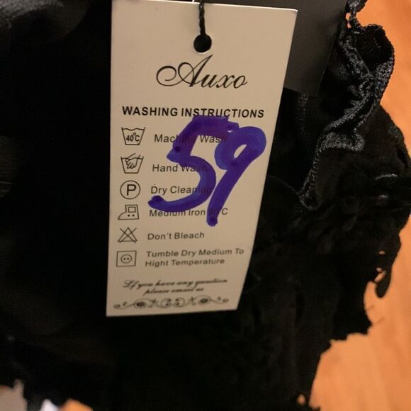 AUXO collection XXL black lace over lining mini dress - Picture 6 of 12